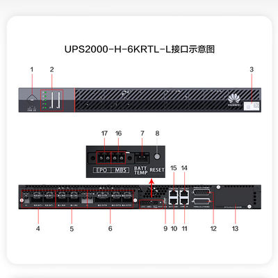 Δίκτυο υπολογιστών Huawei UPS2000-A-10KTTL 10KVA-10KW Εξωτερική μπαταρία 19 ιντσών